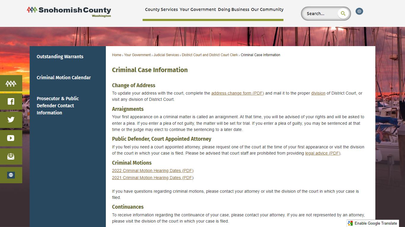 Criminal Case Information | Snohomish County, WA - Official Website